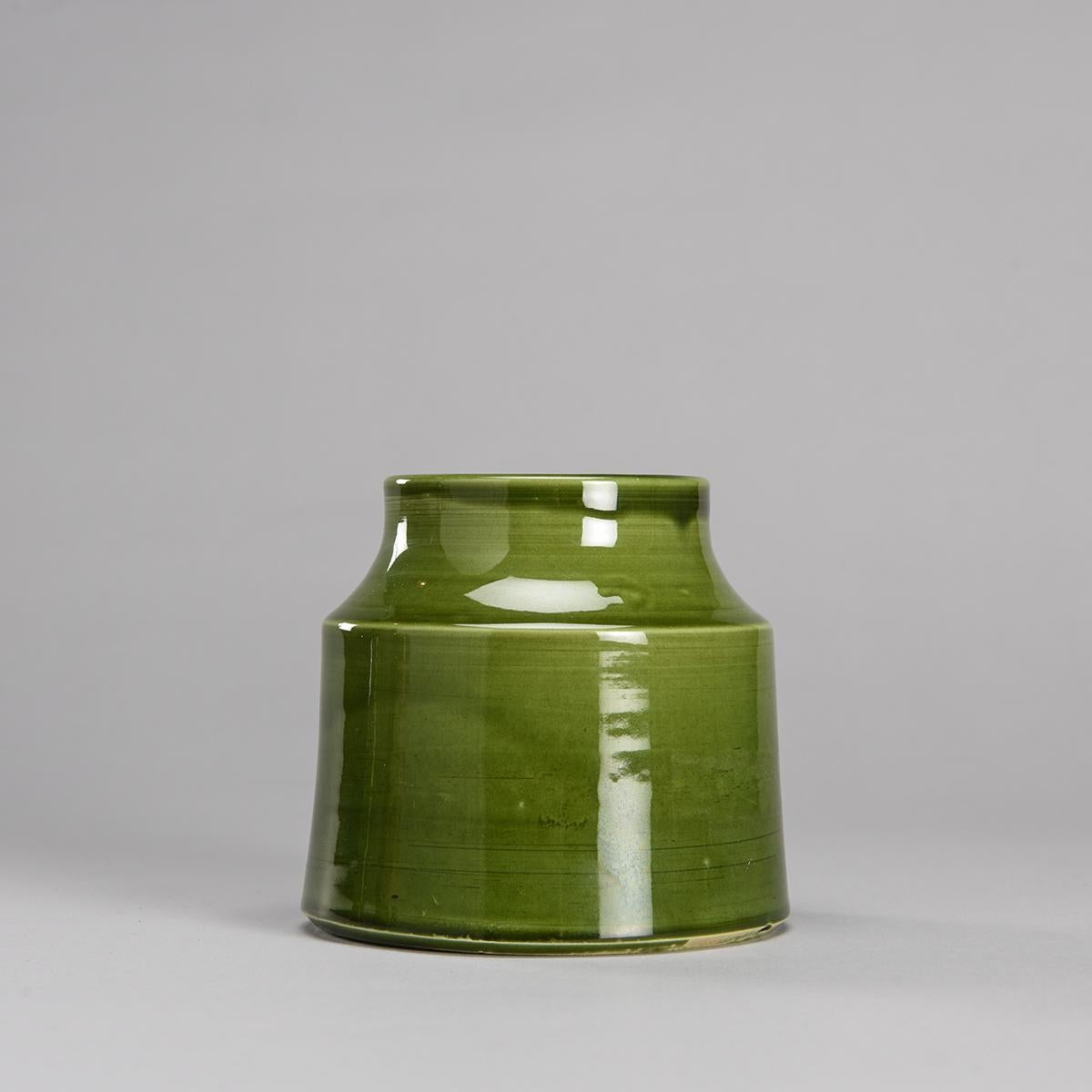 French Green ceramic pots by Mado Jolain, circa 1960 For Sale