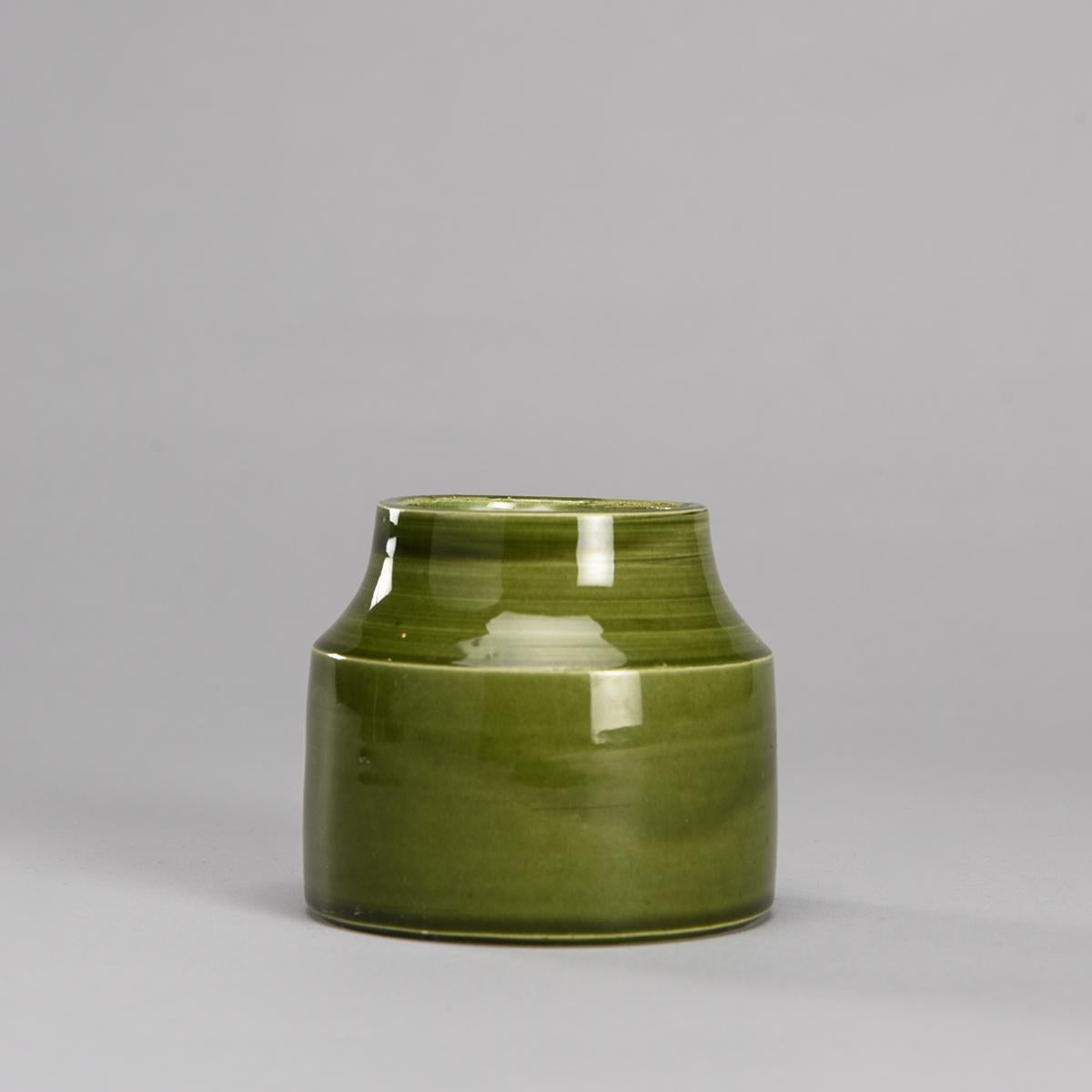 French Green ceramic pots by Mado Jolain, circa 1960 For Sale