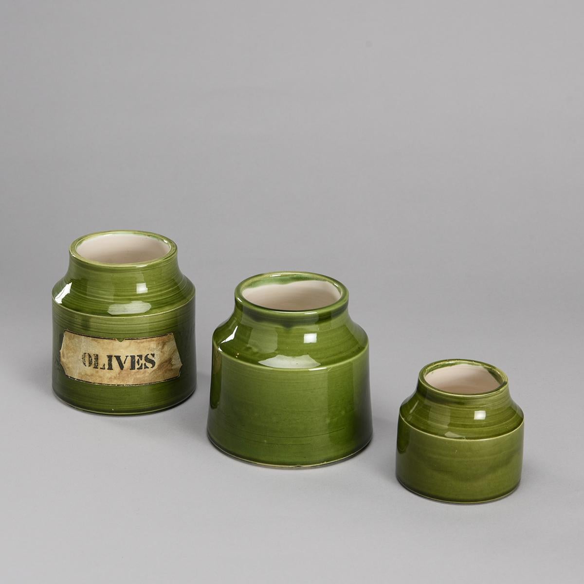 Pots en céramique verte de Mado Jolain, vers 1960 en vente 2