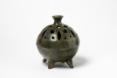 Green Ceramic Pottery Vase Spades Flowers by Moly Sabata Famechon Carlin Dangar