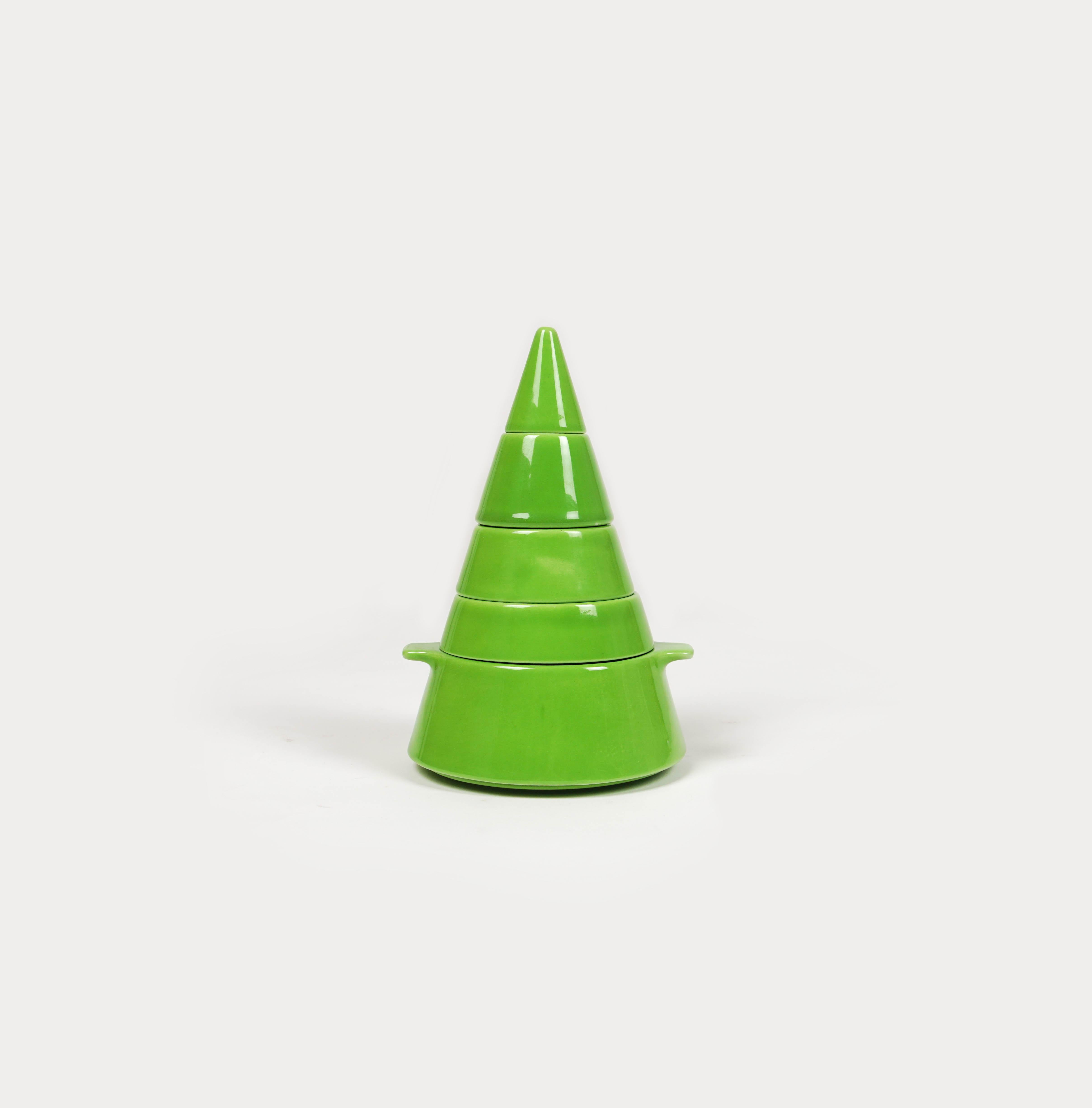 Green Ceramic Stackable Cone Set by Pierre Cardin for Franco Pozzi, Italy 1970 For Sale 7