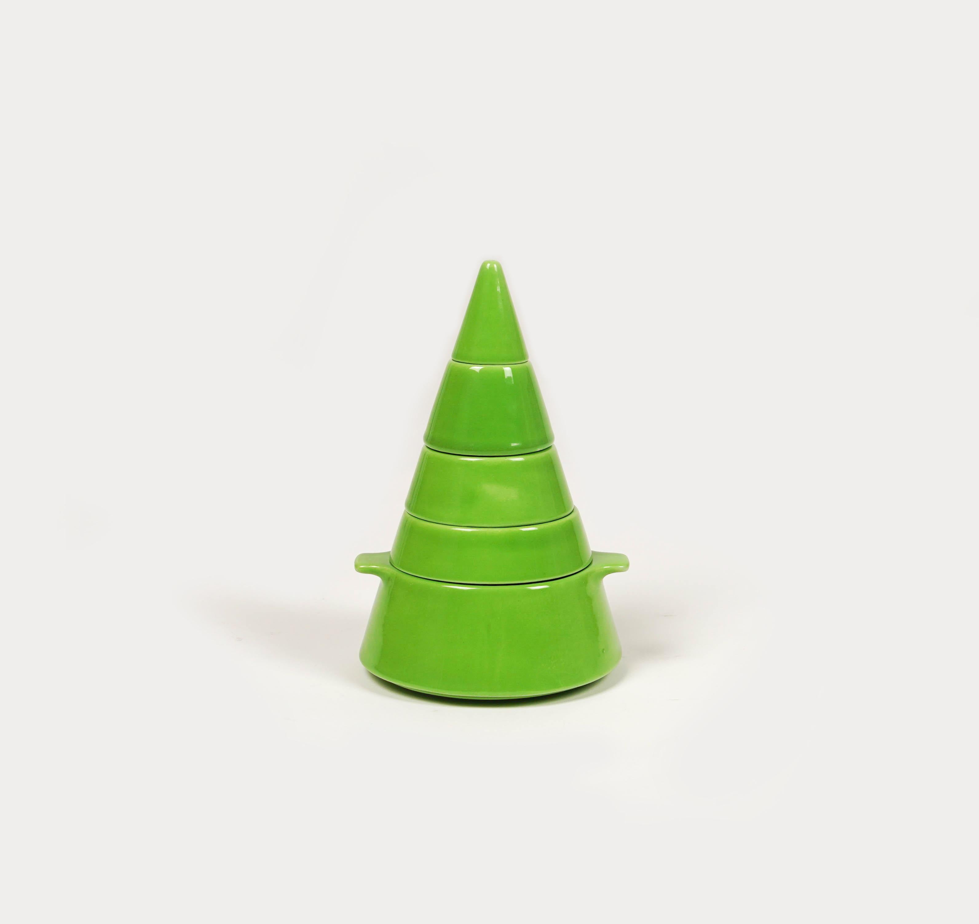 Green Ceramic Stackable Cone Set by Pierre Cardin for Franco Pozzi, Italy 1970 For Sale 8