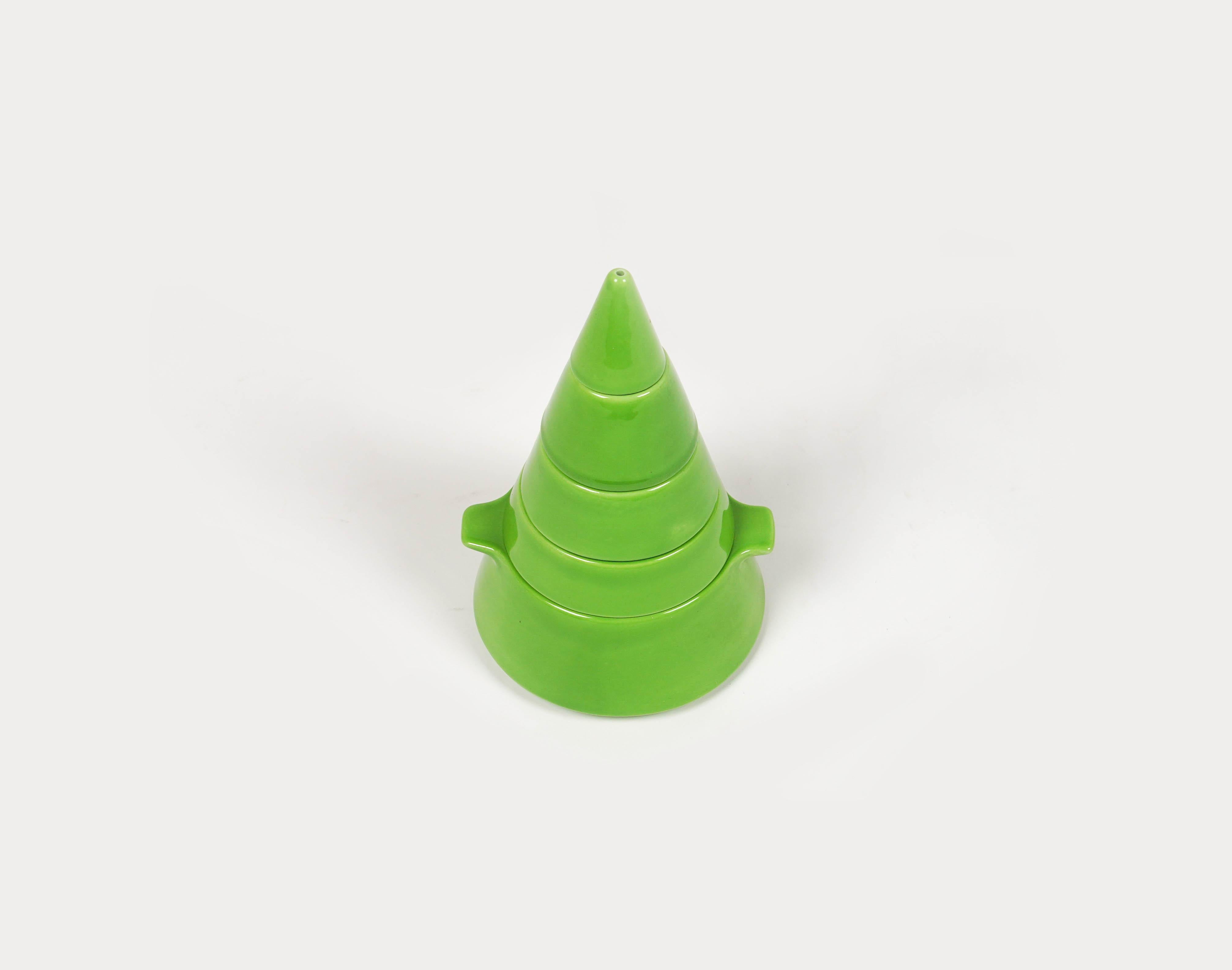 Mid-Century Modern Green Ceramic Stackable Cone Set by Pierre Cardin for Franco Pozzi, Italy 1970 For Sale