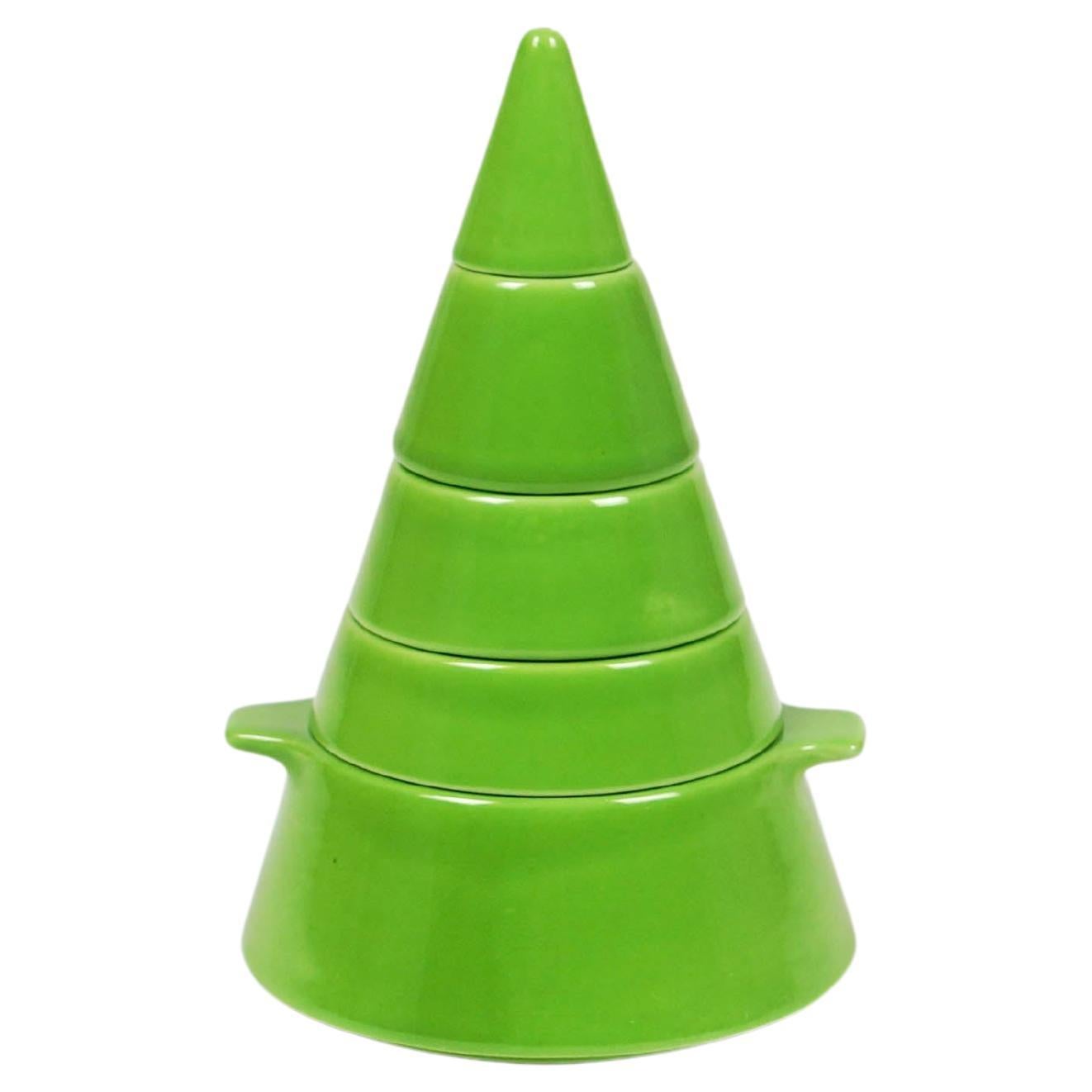 Green Ceramic Stackable Cone Set by Pierre Cardin for Franco Pozzi, Italy 1970 For Sale