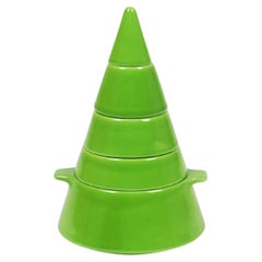 Green Ceramic Stackable Cone Set by Pierre Cardin for Franco Pozzi, Italy 1970