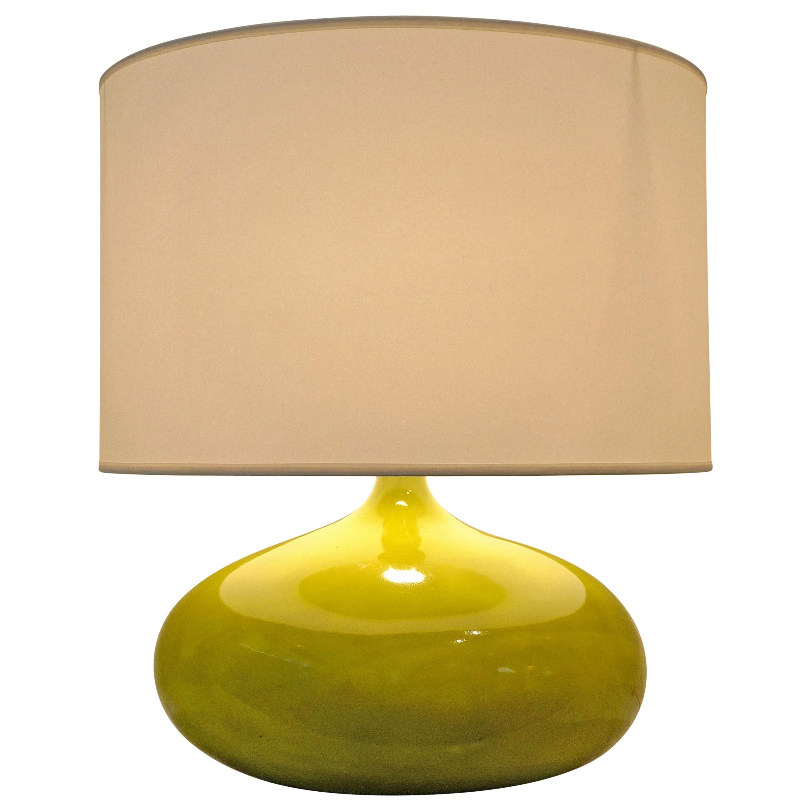 Green Ceramic Table Lamp by Jacques and Dani Ruelland, circa 1960 For Sale
