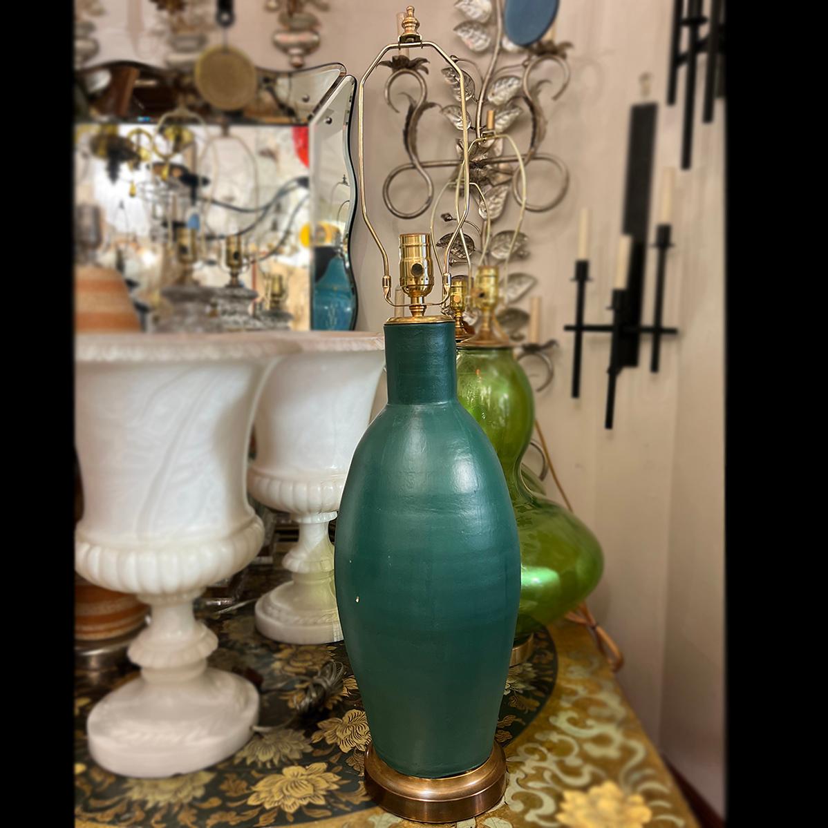 Céramique Lampe de table en céramique verte en vente