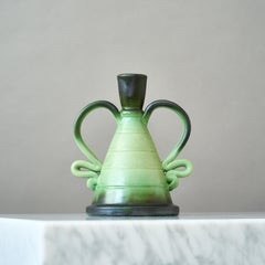 Vase en céramique verte par Eva Jancke Bjork pour Bo Fajans, Suède, années 1940.