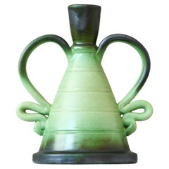 Vase en céramique verte par Eva Jancke Bjork pour Bo Fajans, Suède, années 1940.