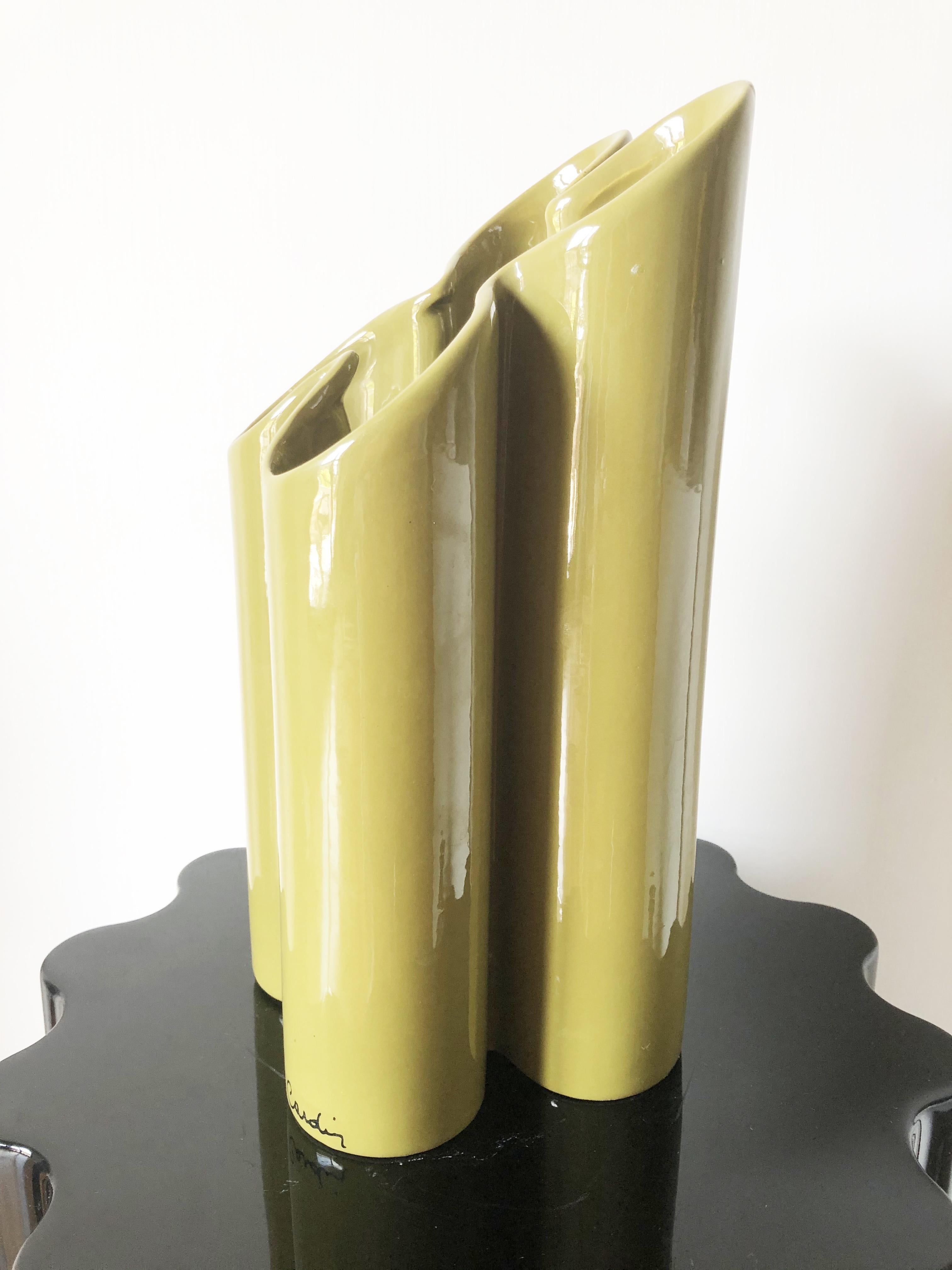 Green Ceramic Vase by Pierre Cardin Top Vintage 1970 -Art 1