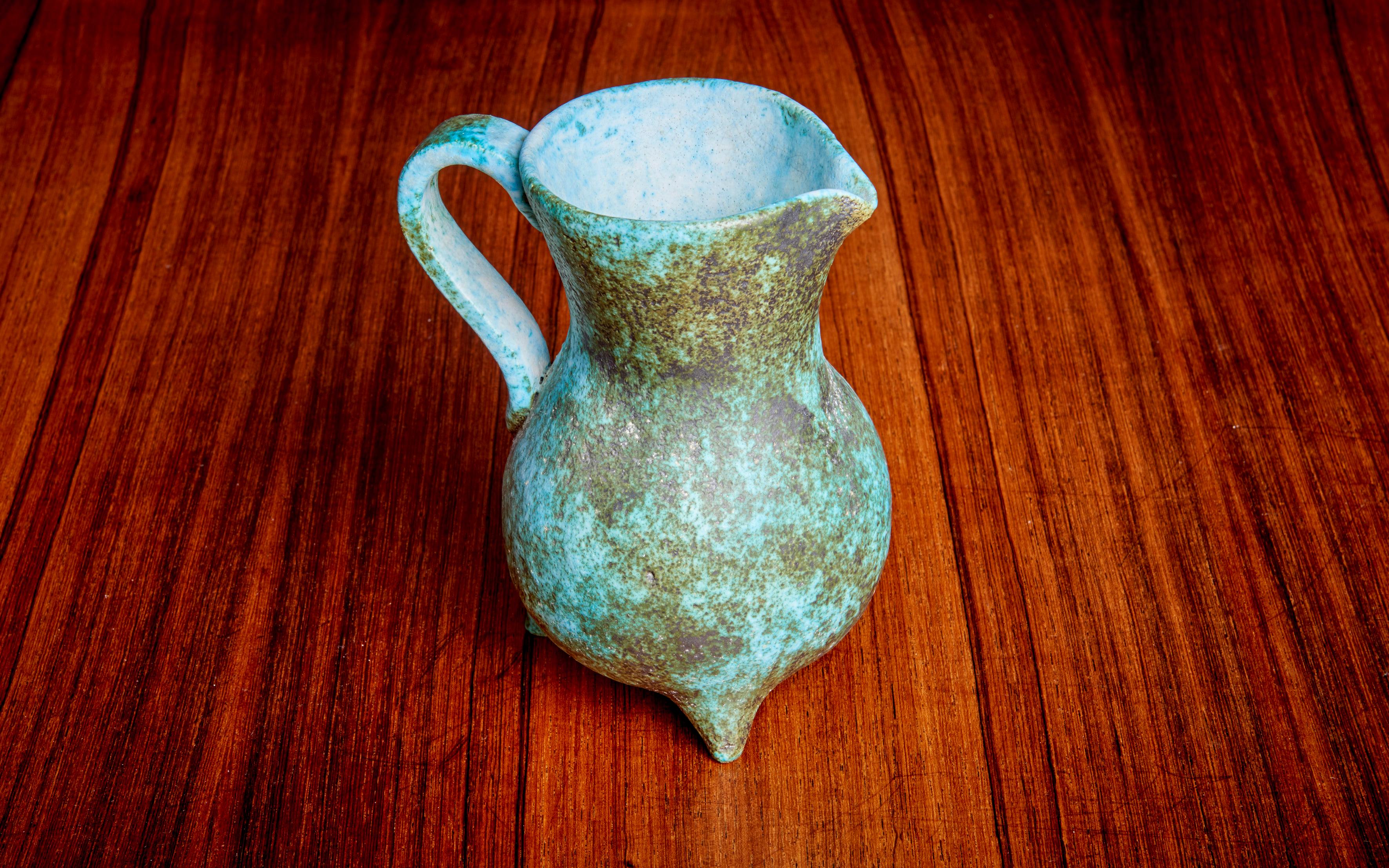 Green ceramic vase by Portier, France, 1950s.