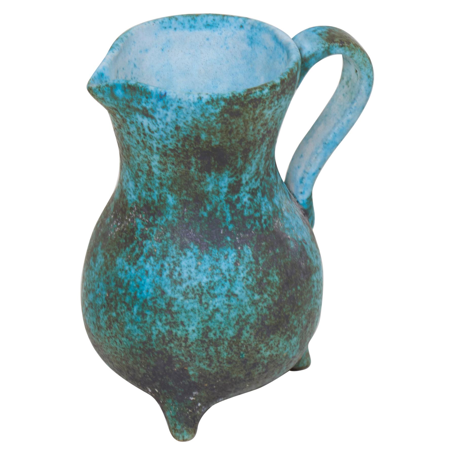 Green Ceramic Vase by Portier, France, 1950s
