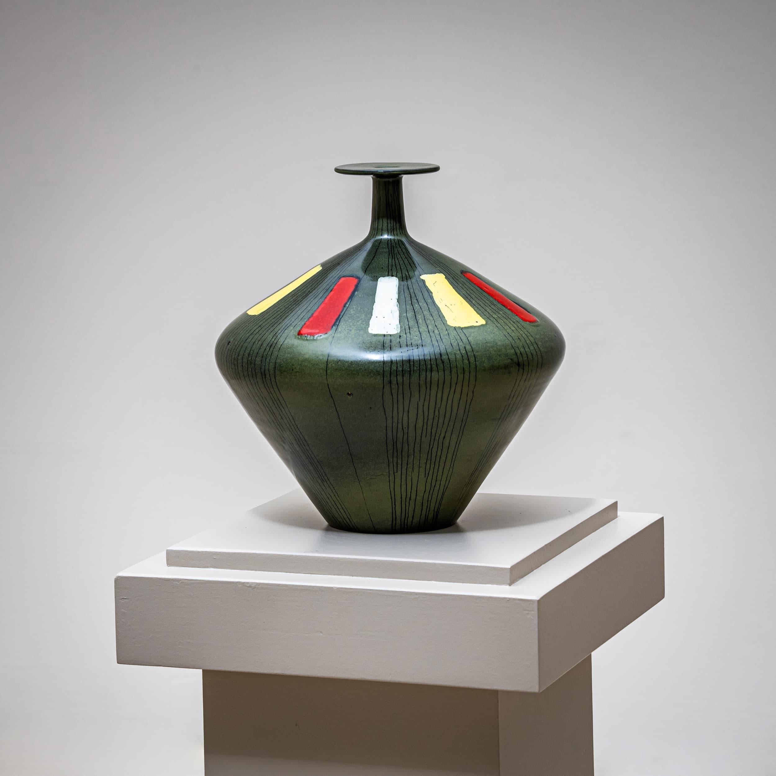 Jarrón de cerámica verde de San Polo, Venecia, Italia, años 60 Moderno de mediados de siglo en venta