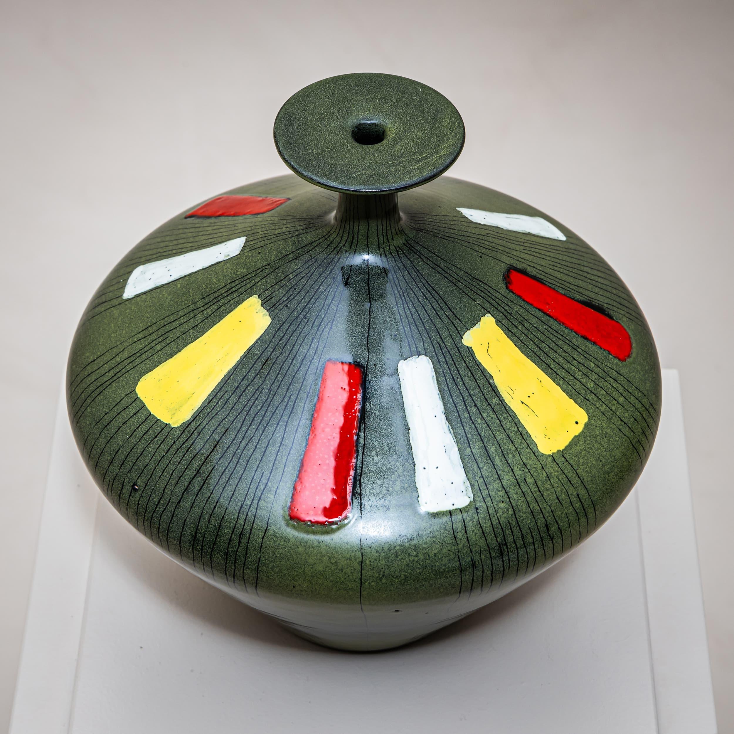 Jarrón de cerámica verde de San Polo, Venecia, Italia, años 60 Italiano en venta