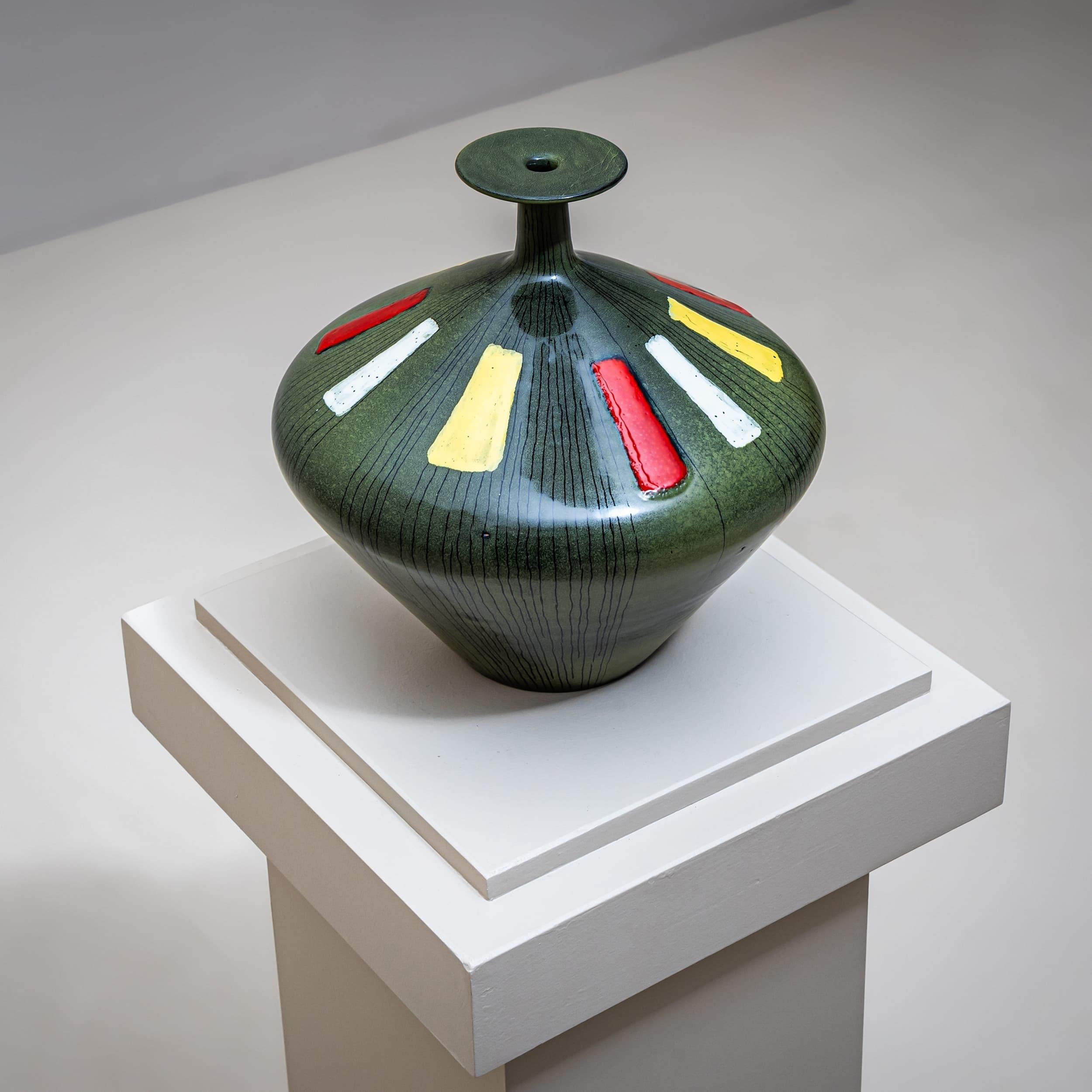 Jarrón de cerámica verde de San Polo, Venecia, Italia, años 60 Glaseado en venta