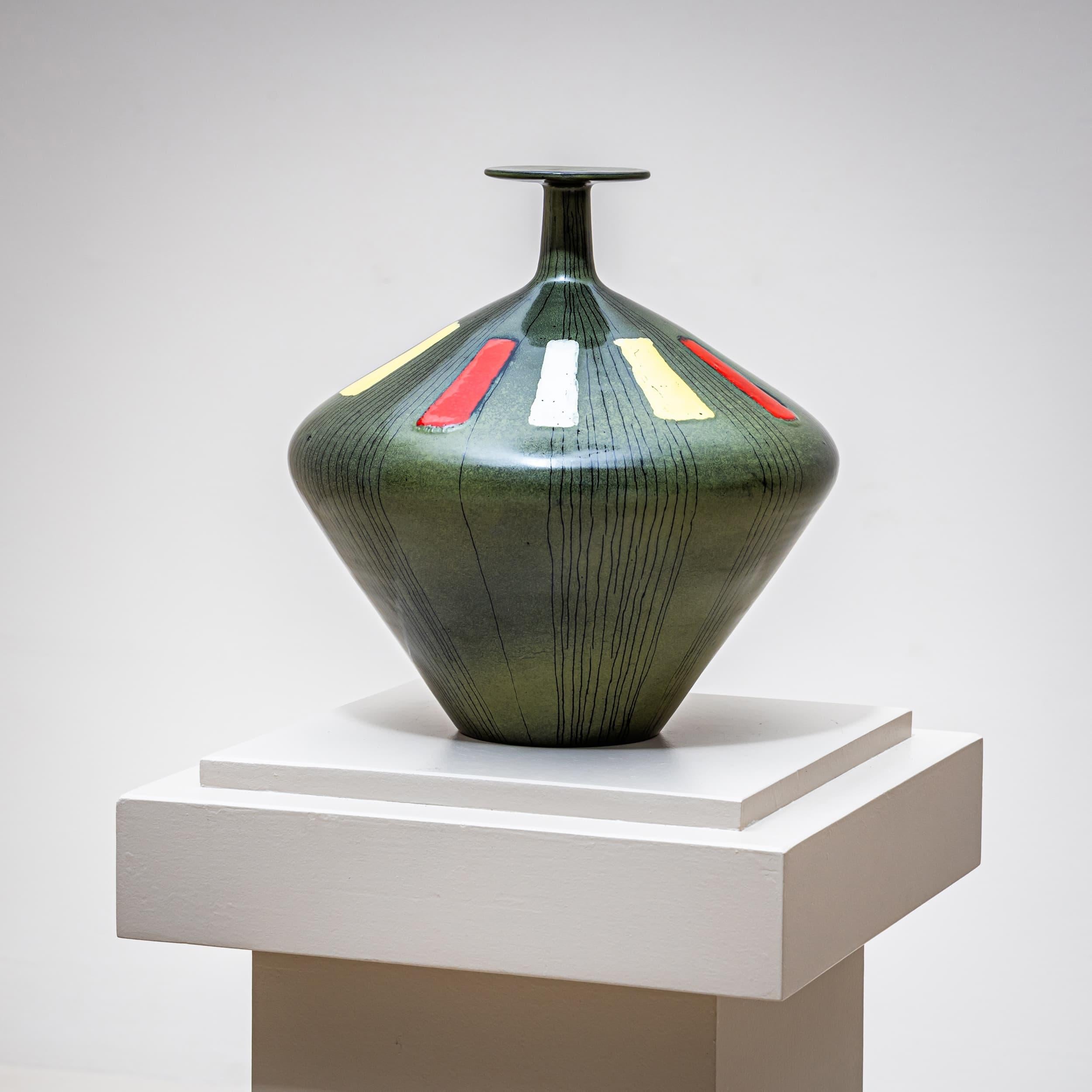 Jarrón de cerámica verde de San Polo, Venecia, Italia, años 60 mediados del siglo XX en venta