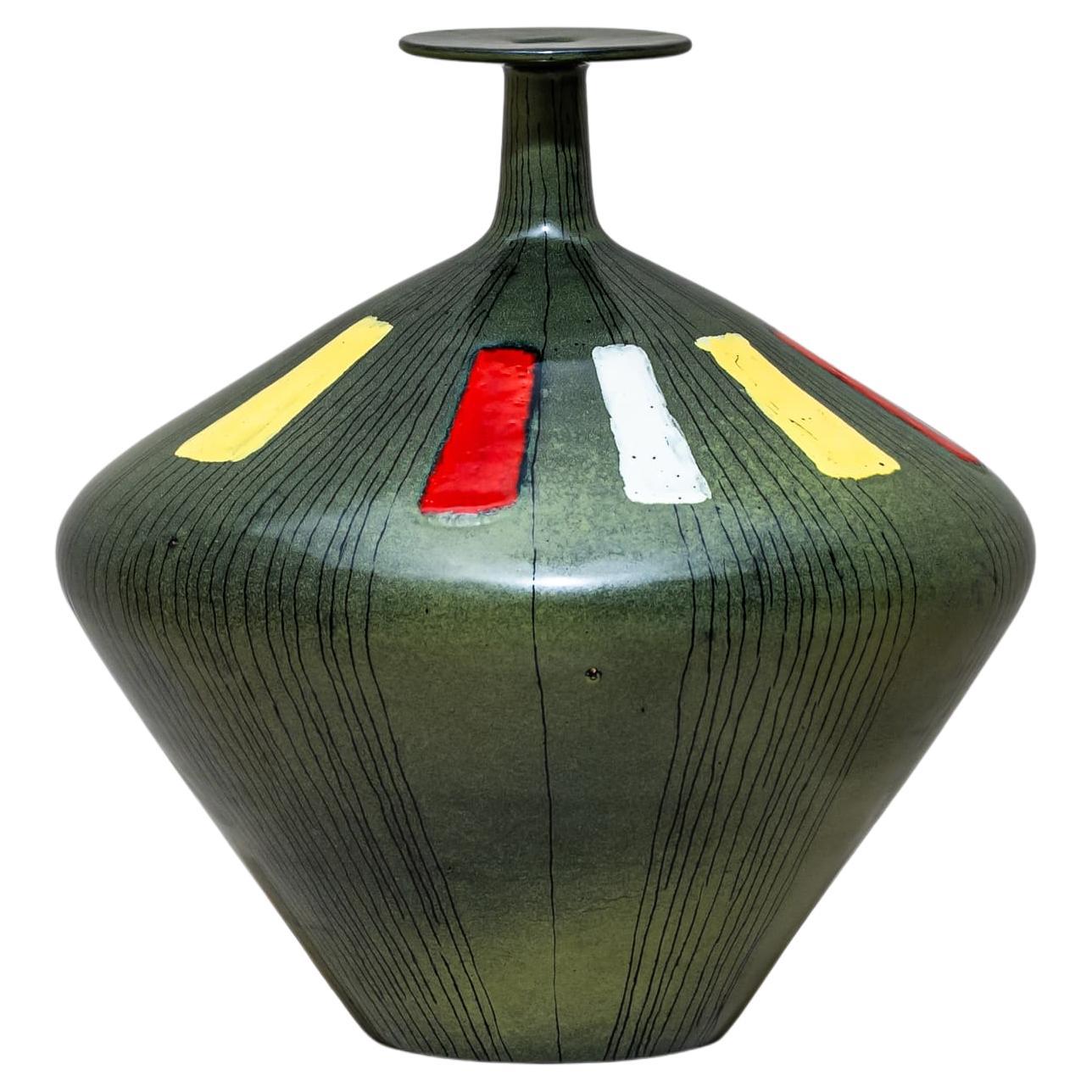 Jarrón de cerámica verde de San Polo, Venecia, Italia, años 60