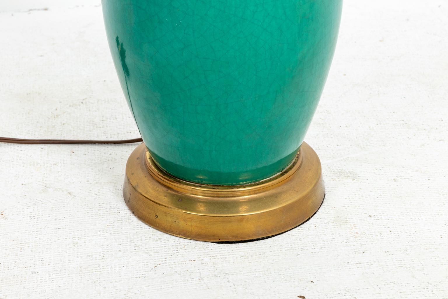 Mid-20th Century Green Ceramic Vase Lamp