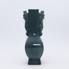 Green Ceramic Vase with Dragons, c. 1960