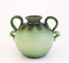 Green Ceramic Vase with handles Eva Jancke-Björk - Bo Fajans 1940s