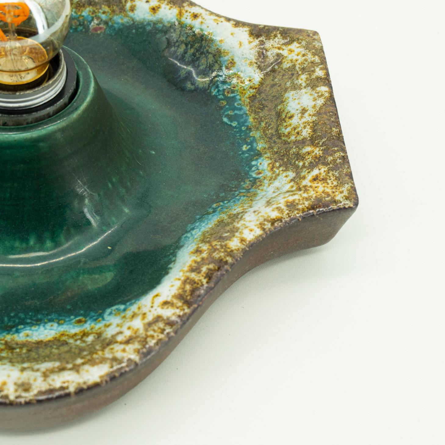 Aplique de cerámica verde de Hustadt Keramik, Alemania, 1970 Glaseado en venta