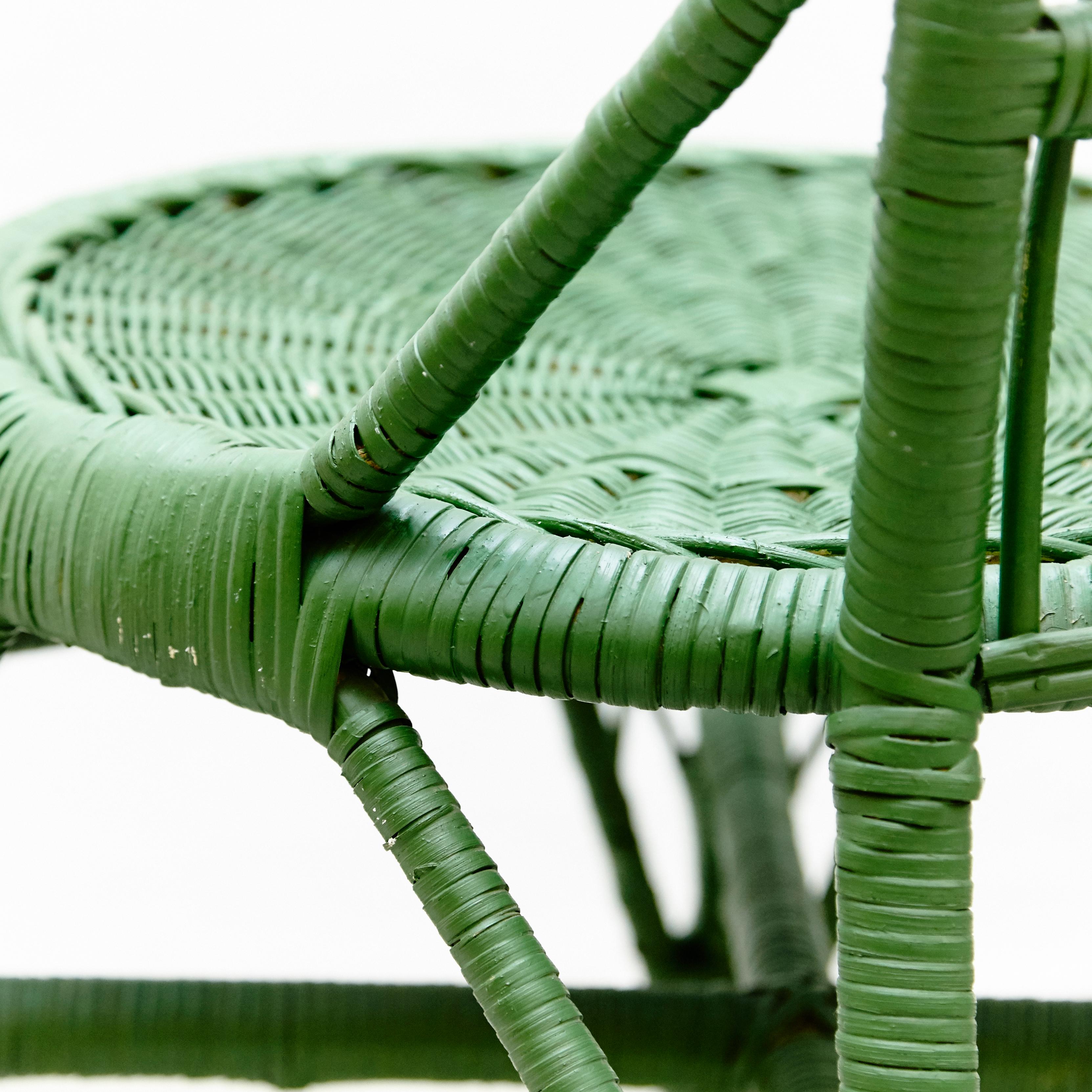 Green Chair Mid-Century Modern Bamboo and Rattan, circa 1960 3