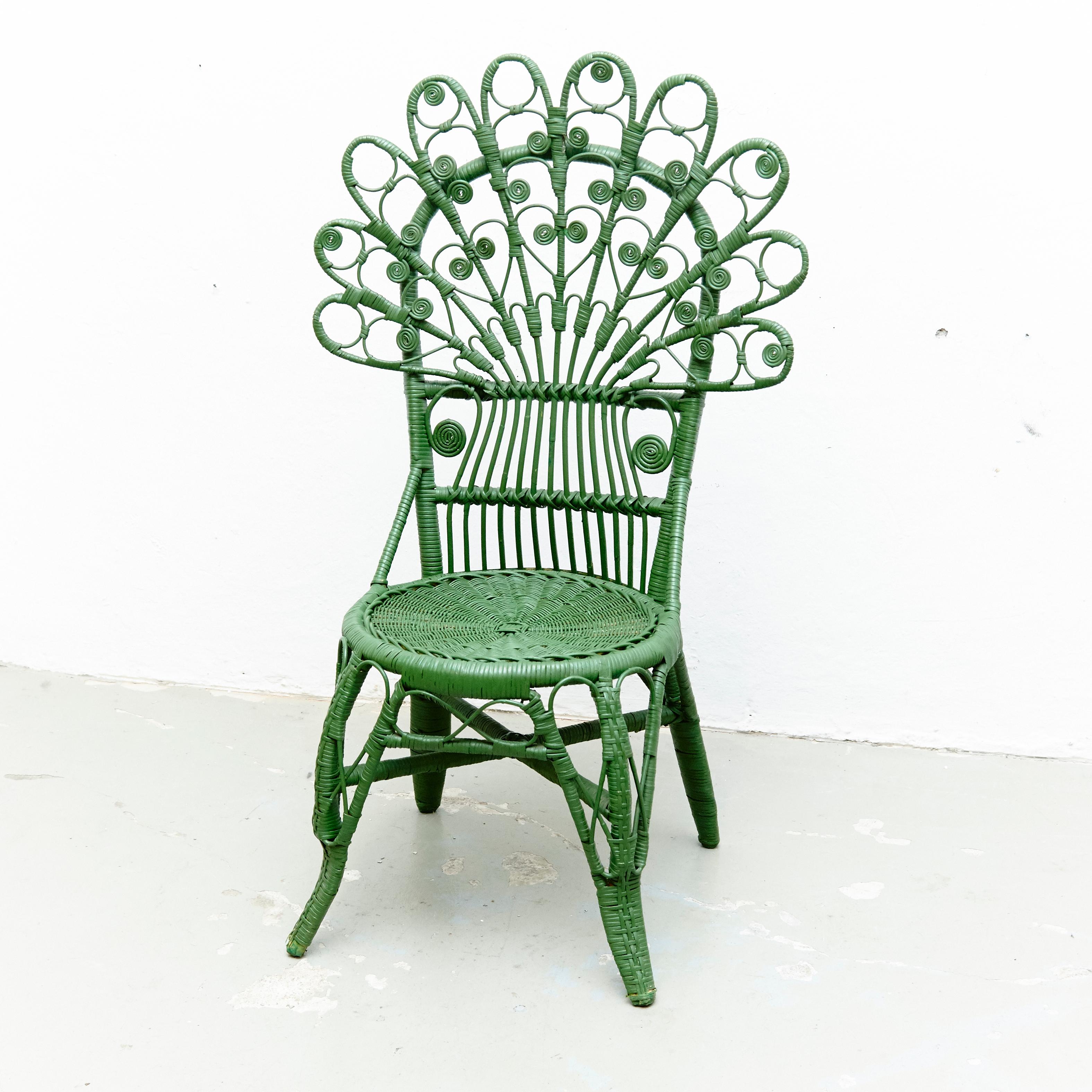 green rattan chair