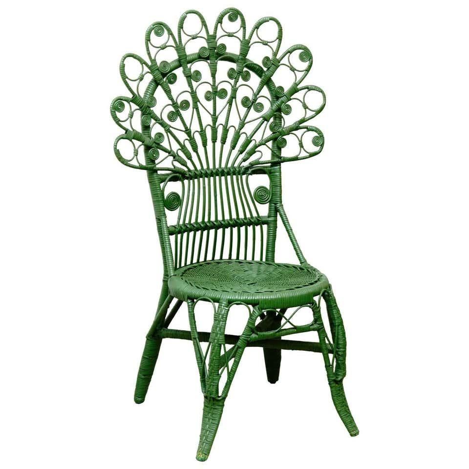 Green Chair Mid-Century Modern Bamboo and Rattan, circa 1960 1