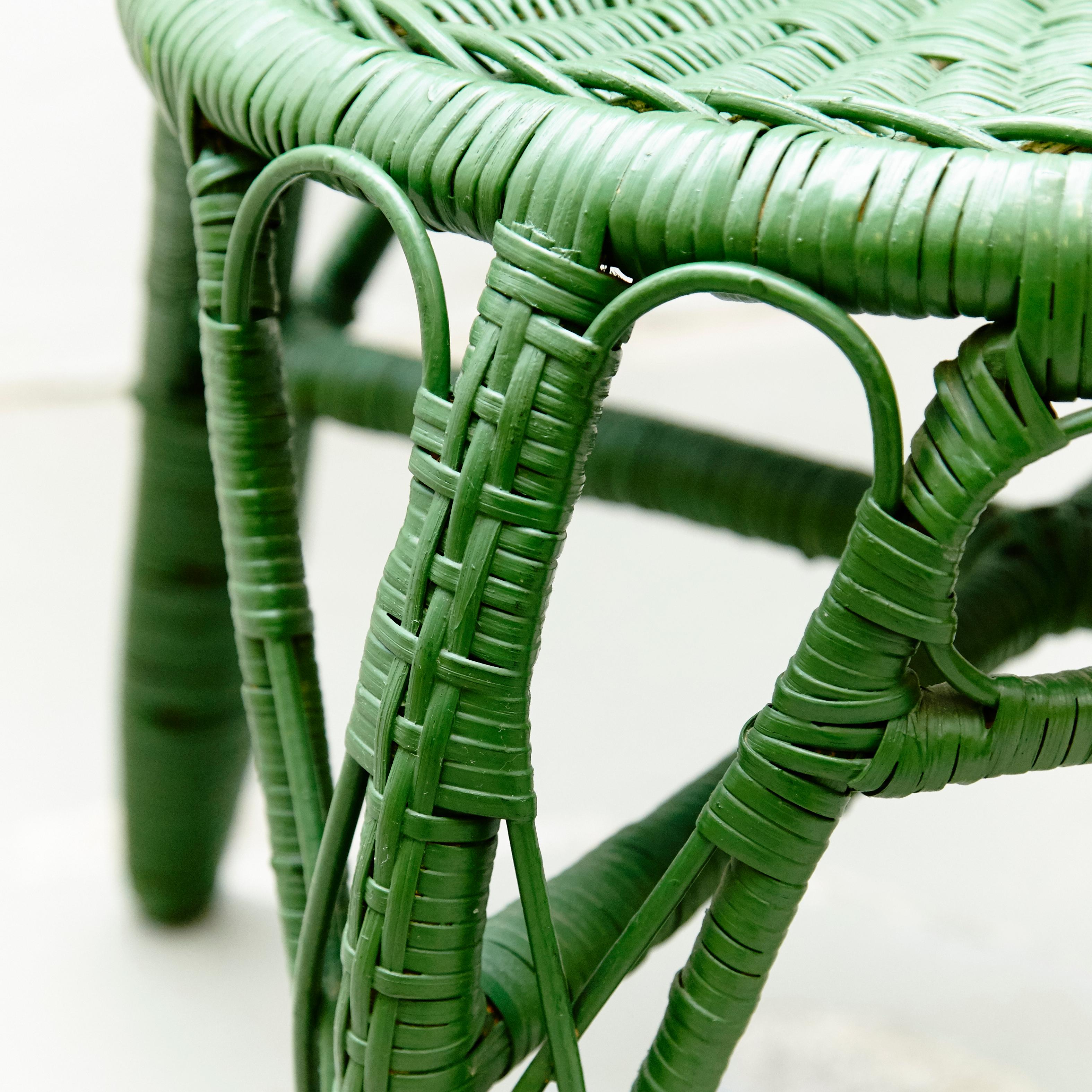 Mid-20th Century Green Chair Mid-Century Modern Bamboo and Rattan, circa 1960