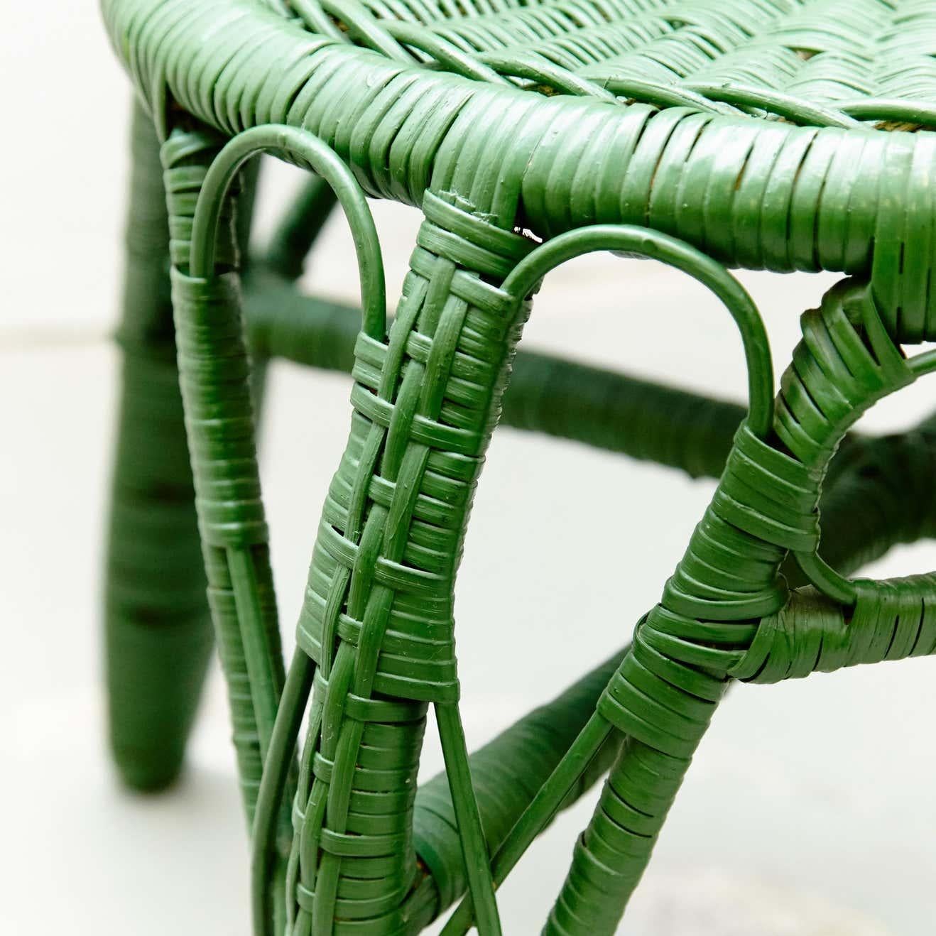 Green Chair Mid-Century Modern Bamboo and Rattan, circa 1960 2