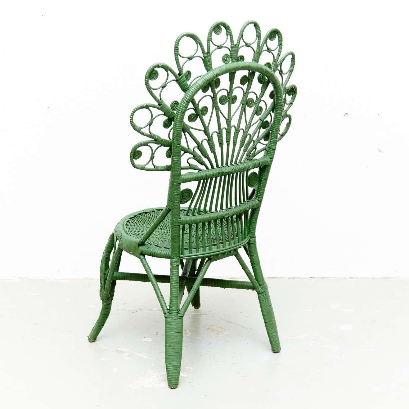 Green Chair Mid-Century Modern Bamboo and Rattan, circa 1960 4
