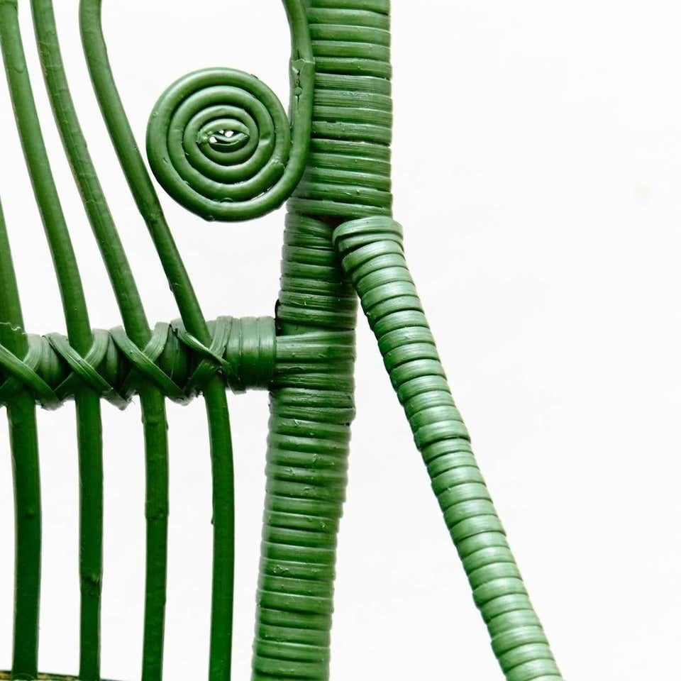 Green Chair Mid-Century Modern Bamboo and Rattan, circa 1960 4
