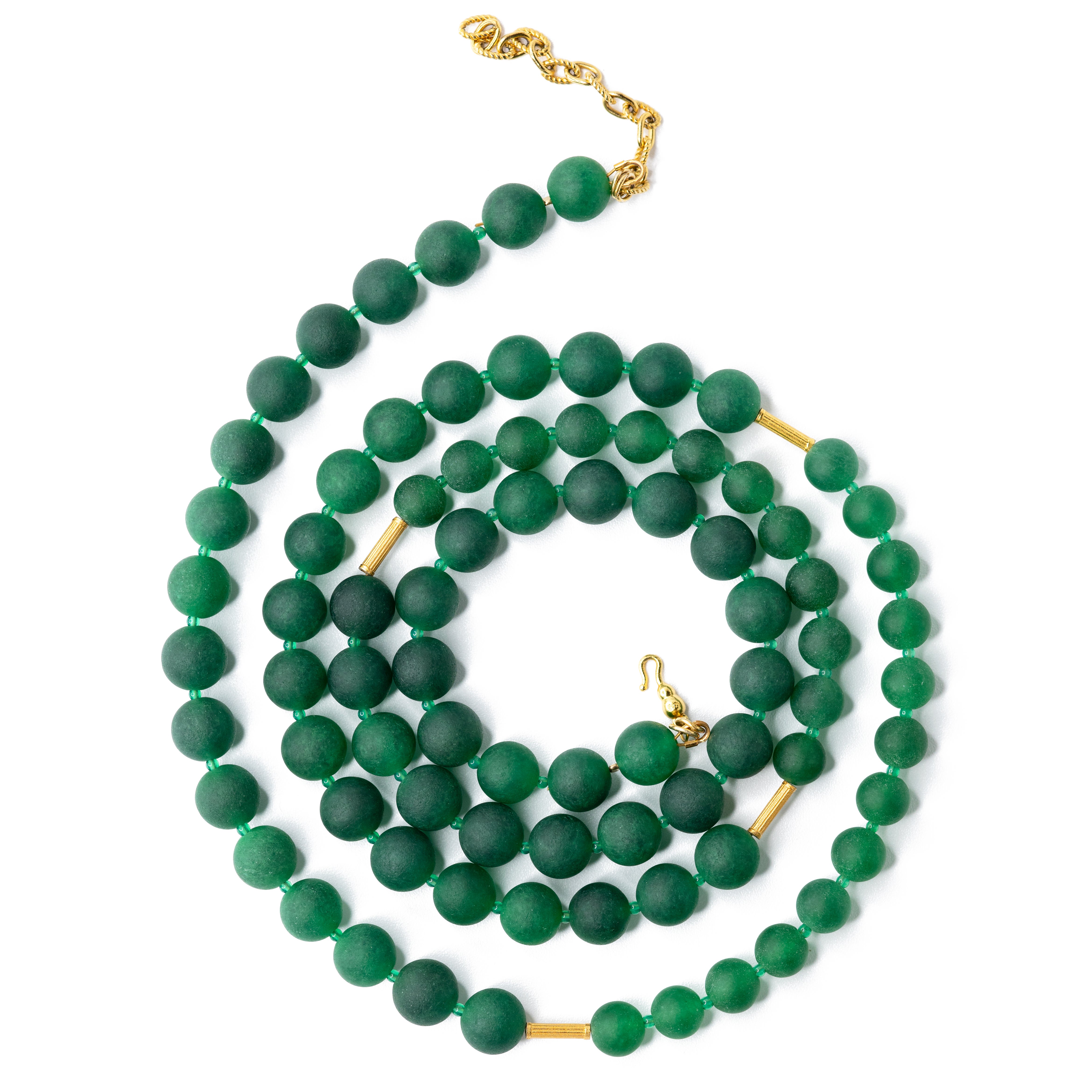 Green Chalcedony Beads and Gold Necklace -The Poet's Garden by Bombyx House For Sale