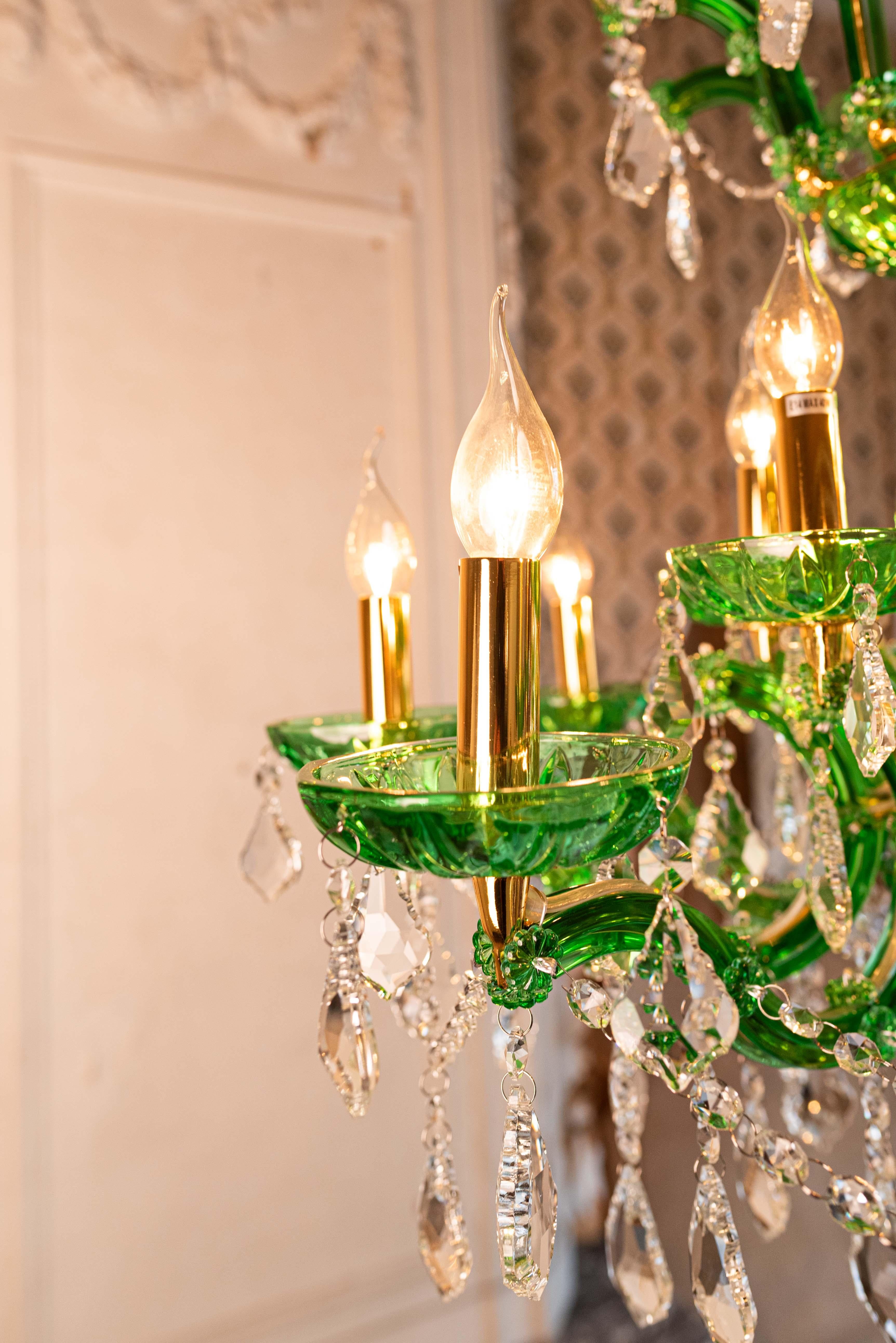 XXIe siècle et contemporain Lustre vert de style vénitien en vente