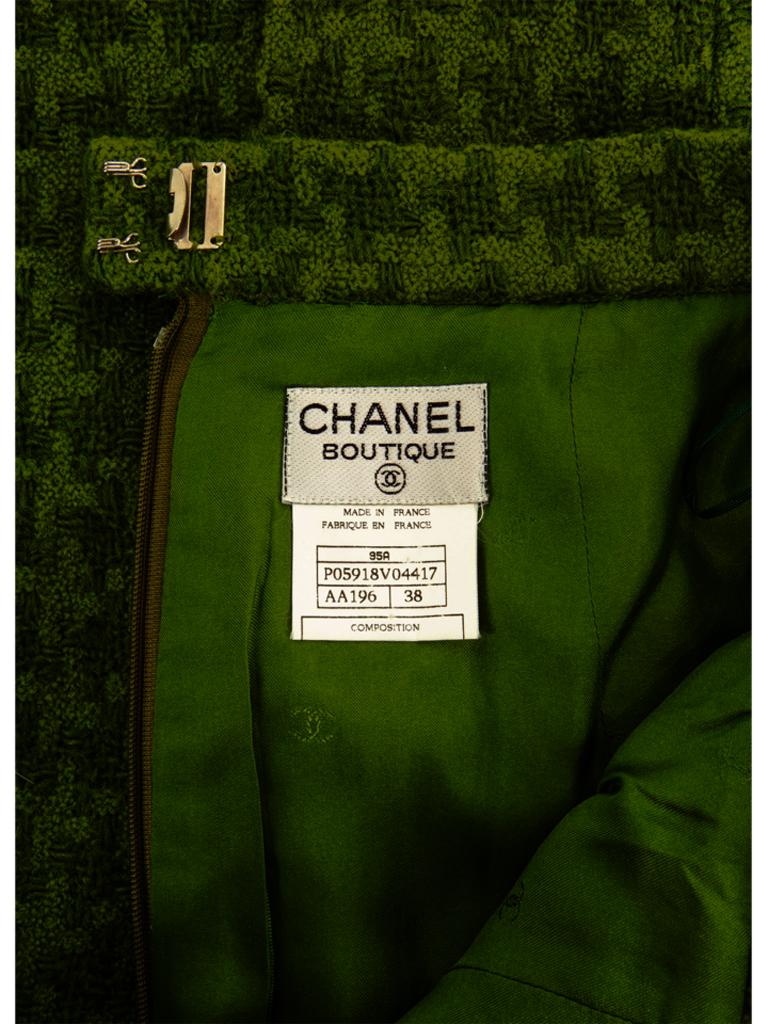 Green Chanel Tweed Suit 1990s 2