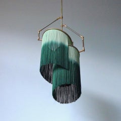 No. 21 Green Fringes Dip Dyed Contemporary Art Table Lamp by Sander Bottinga