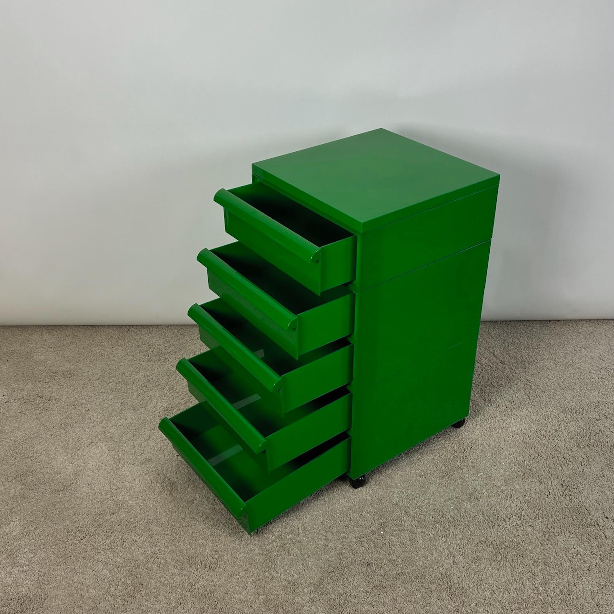 Industrial Green Chest of Drawers Model 4602 by Simon Fussell for Kartell, 1970s