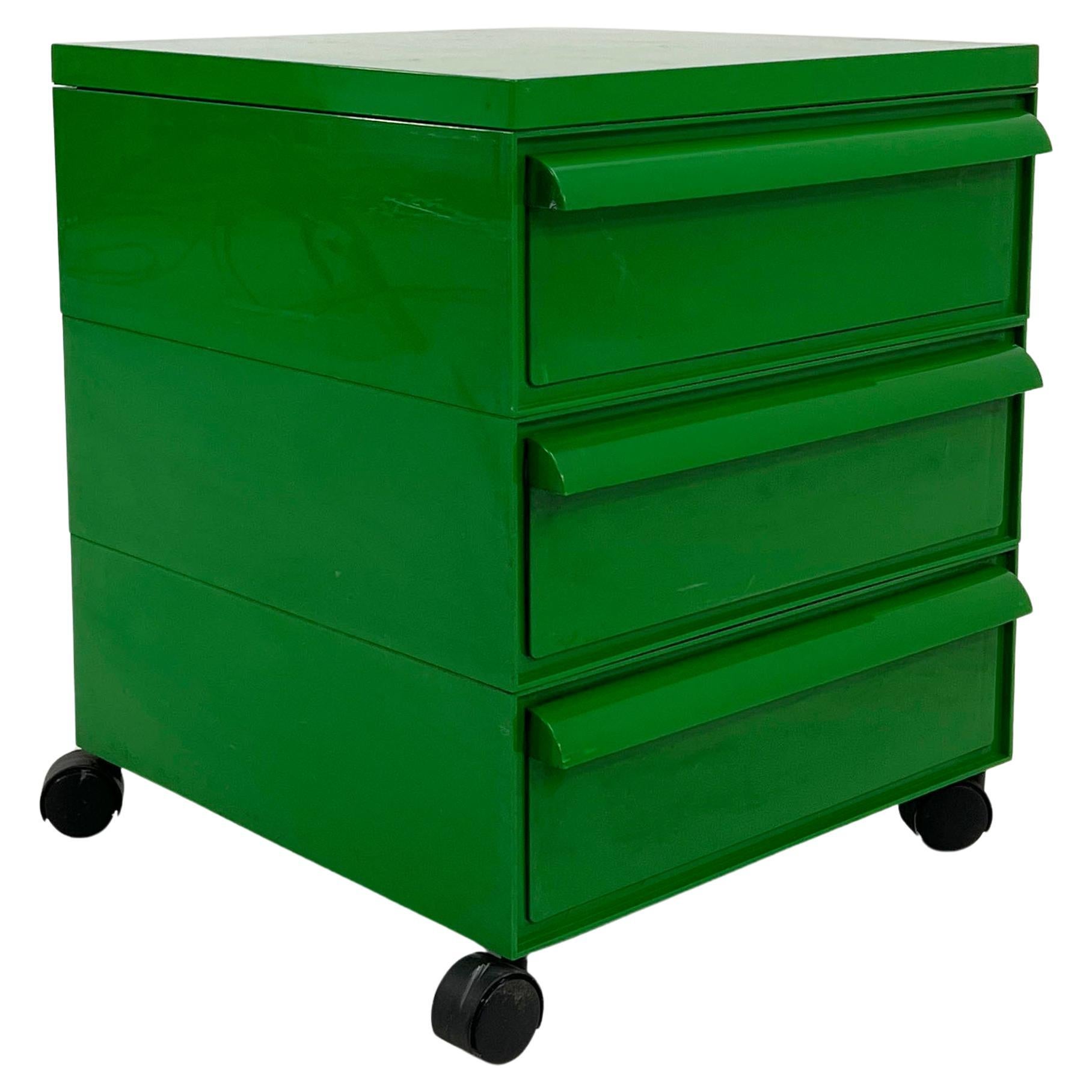 Green Chest of Drawers on Wheels by Simon Fussell for Kartell, 1970s