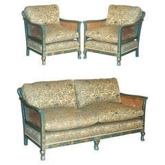 ENSEMBLE DE CANAPÉ ET FAUTEUILS EN ROTIN DE STYLE « CHINOISERIE » VERTS, FAISANT PARTIE D’UN GRAND ENSEMBLE