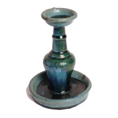 Green Chinese Stoneware Oil Lamp, Shiwan kilns, Foshan, Guangdong Province