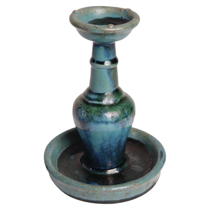 Green Chinese Stoneware Oil Lamp, Shiwan kilns, Foshan, Guangdong Province For Sale