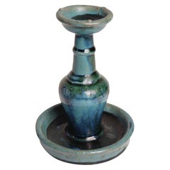 Antique Green Chinese Stoneware Oil Lamp, Shiwan kilns, Foshan, Guangdong Province