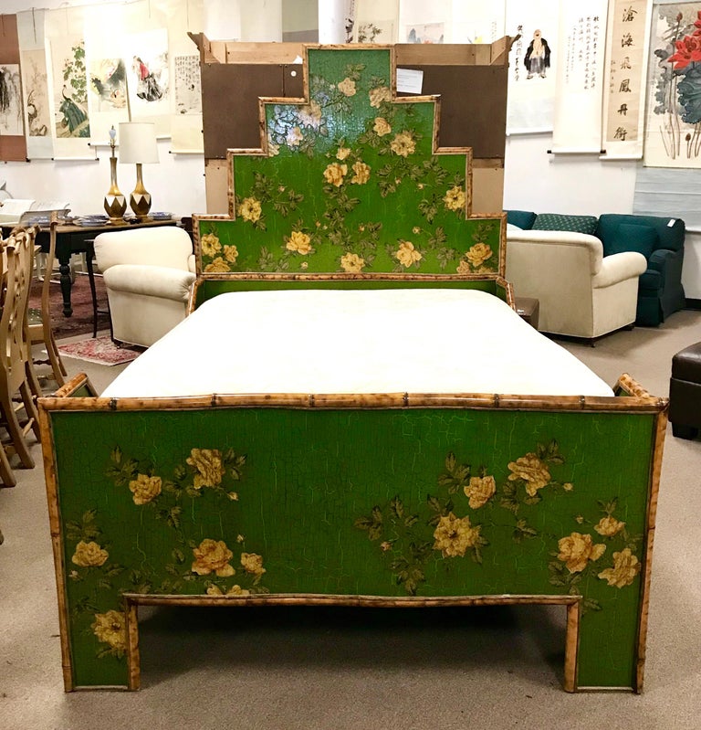 Green Chinoiserie Fl Decoupage And, Chinoiserie Bed Frame