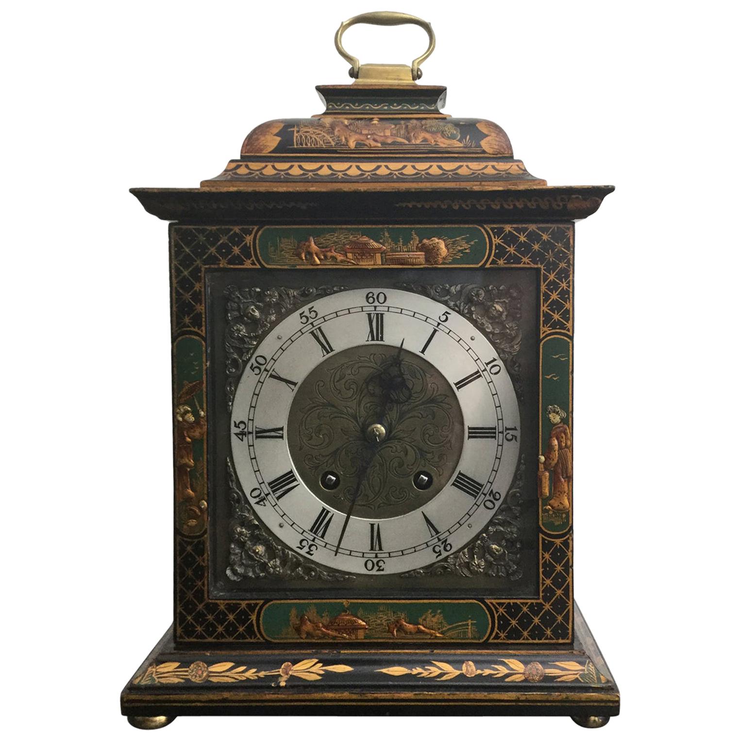 Green Chinoiserie Georgian Style Mantel Clock by English Maker Astral
