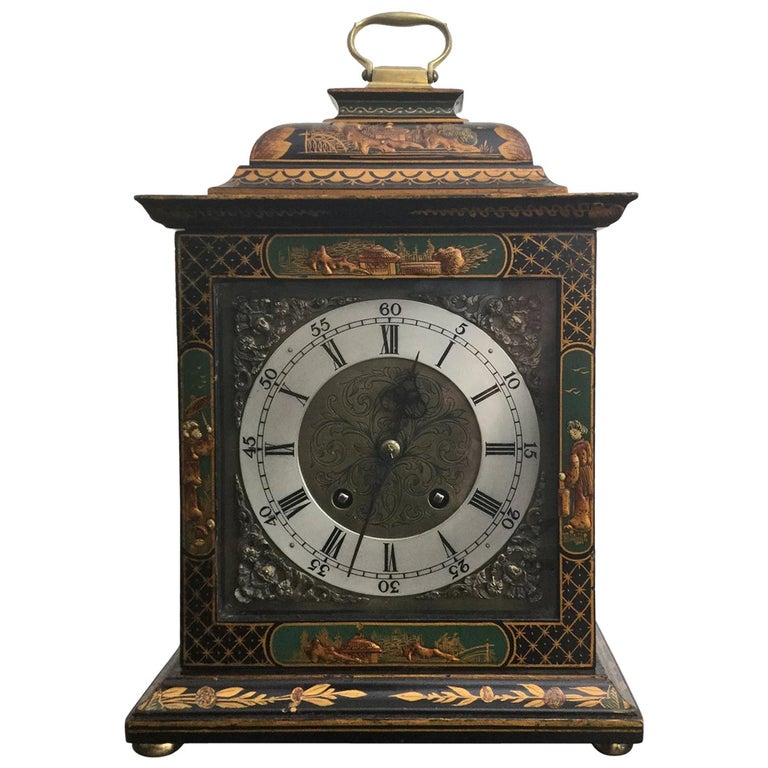 Green Chinoiserie Style Mantel Clock by English Maker Astral