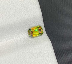 Green Chrome Sphene Gemstone: Lustrous Emerald Cut Titanite, 0.50 CT