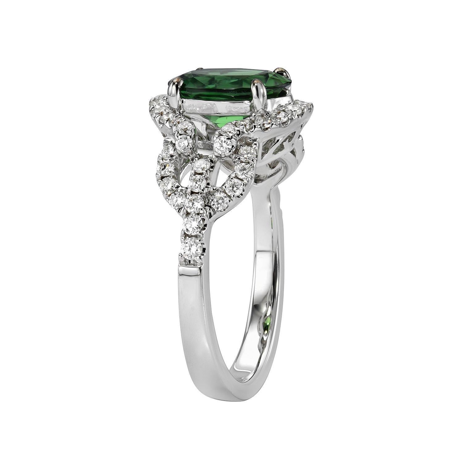 Contemporary Green Chrome Tourmaline Ring 1.86 Carat Oval For Sale