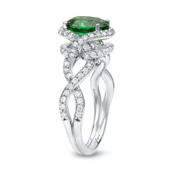 1.97 Carat Green Chrome Tourmaline Diamond Ring in 18K White Gold by Tamir