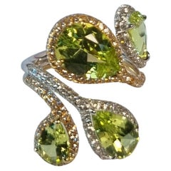Bague en chrysobéryl vert avec diamants et or bicolore avec certificat TGL