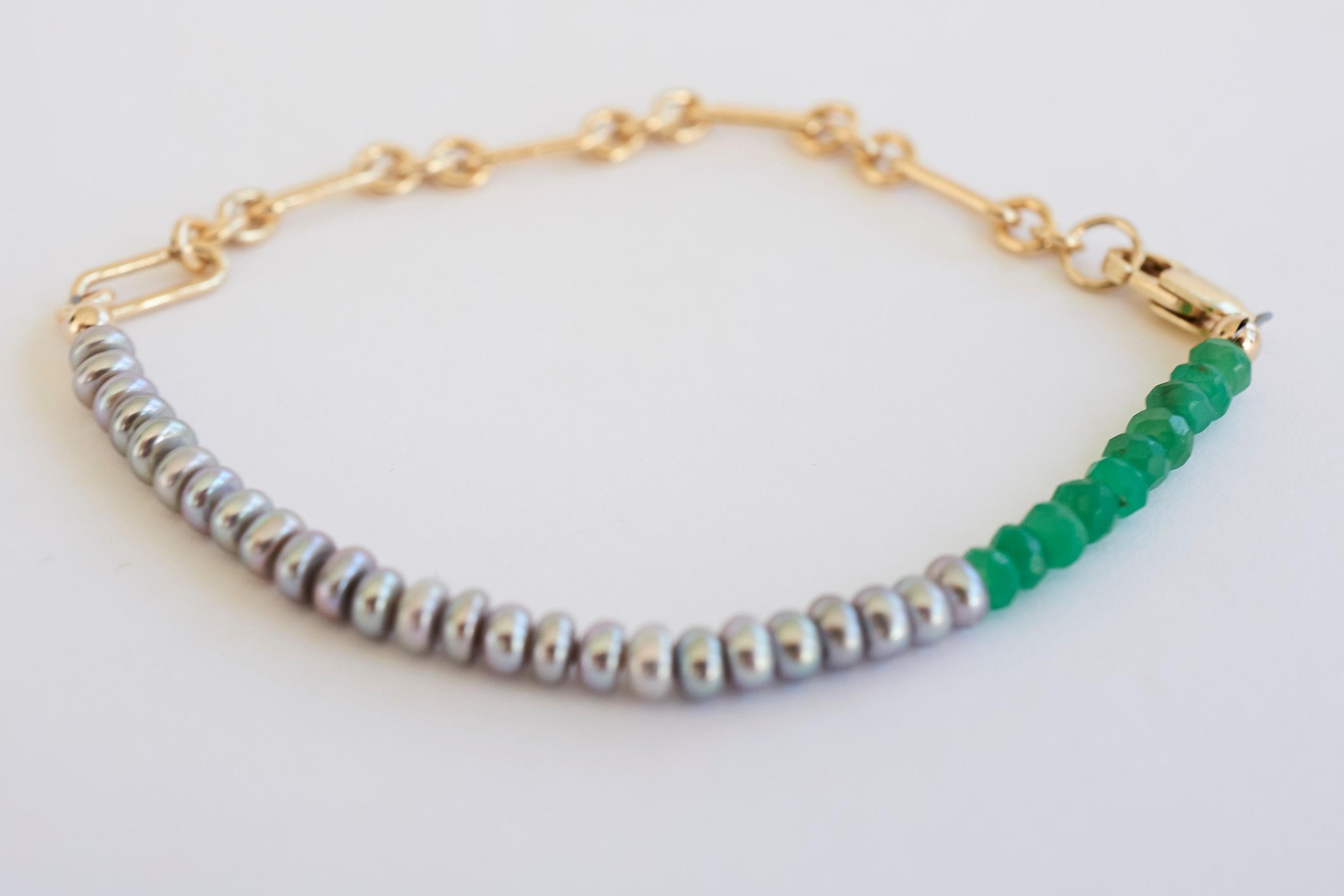 Romantic Pearl Bracelet Chain Chrysoprase For Sale